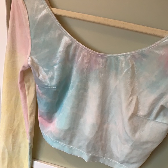 Pastel Crushed Velvet Crop Top - Picture 2 of 3